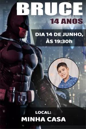 Convite de Aniversário Batman com Foto para Editar Online