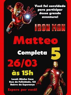 Convite de Aniversário Homem de Ferro para Editar Online