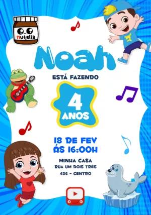 Convite Aniversário Luccas Neto Azul para Editar Online
