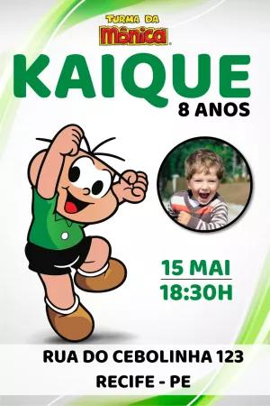 Convite Aniversário Cebolinha com Foto para Editar Online