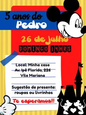 Convite de Aniversário Mickey Mouse para Editar Online