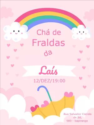 Convite Chá de Fraldas Chuva de Amor para Editar Online