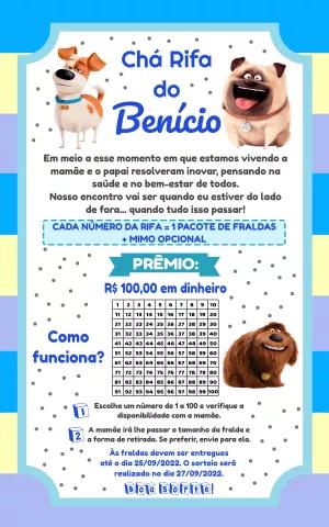 Convite Chá Rifa Pets com Cães para Editar Online