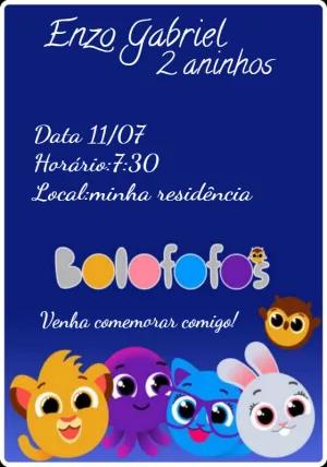 Convite de Aniversário Bolofofos para Editar Online