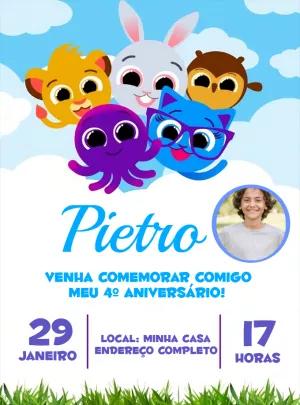 Convite de Aniversário Bolofofos com Foto para Editar Online