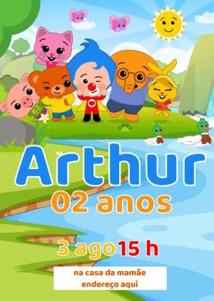 Convite Aniversário Plim Plim e Amigos para Editar Online