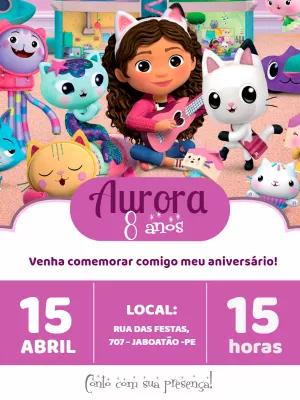 Convite Aniversário A Casa Mágica da Gabby para Editar Online