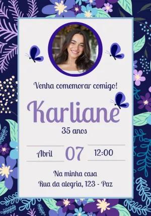 Convite de Aniversário Borboletas com Foto Editável Online