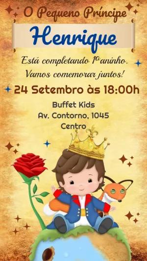 Convite de Aniversário O Pequeno Príncipe para Editar Online