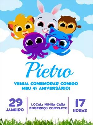 Convite de Aniversário Bolofofos com Personagens para Editar