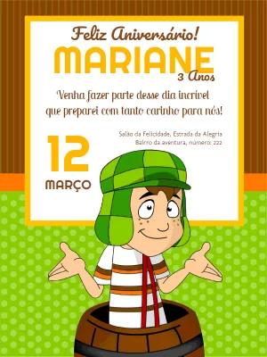 Convite de Aniversário Chaves do Barril para Editar Online