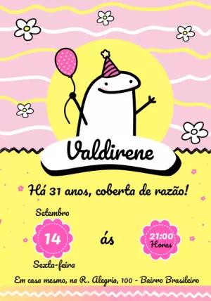 Convite de Aniversário Flork Meme Engraçado para Editar Online