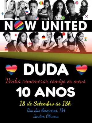 Convite de Aniversário Now United para Editar Online