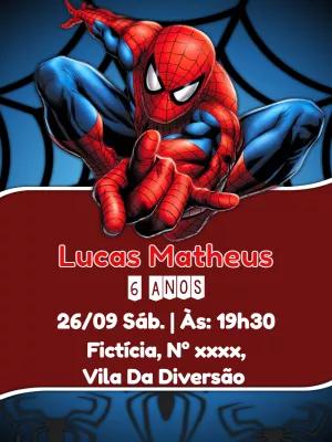 Convite de Aniversário Homem Aranha para Editar Online