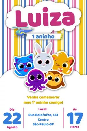 Convite de Aniversário Bolofofos com Personagens para Editar