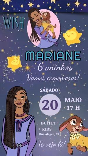 Convite de Aniversário Wish com Personagens para Editar Online