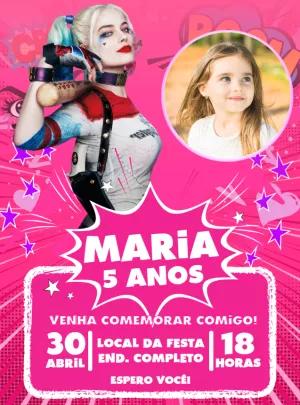 Convite Aniversário Alerquina com Foto para Editar Online