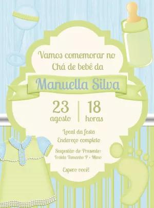 Convite Chá de Bebê Menina Delicado para Editar Online