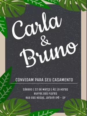 Convite de Casamento Folhagem Tropical para Editar Online