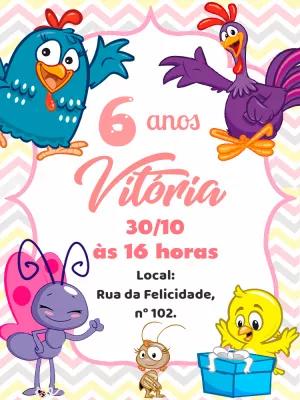 Convite de Aniversário Galinha Pintadinha para Editar Online