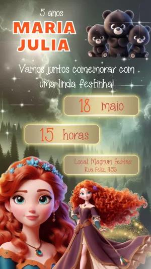 Convite de Aniversário Merida Valente para Editar Online