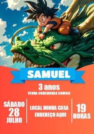 Convite de Aniversário Dragon Ball Z Goku para Editar Online