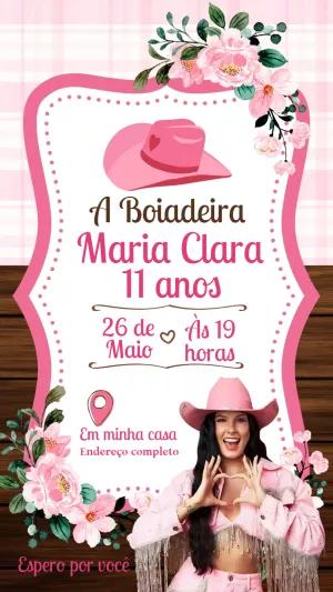 Convite Aniversário Boiadeira Ana Castela para Editar Online