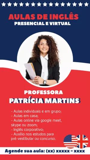 Flyer para Aulas de Inglês Particular Editável Online