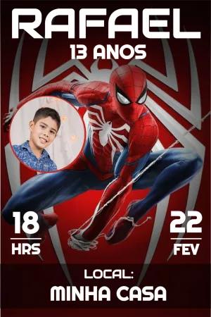 Convite Aniversário Homem Aranha com Foto para Editar