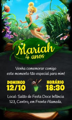 Convite de Aniversário Tinker Bell Sininho Editável Online