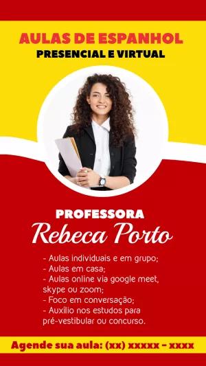 Flyer Editável de Aulas de Espanhol para Divulgar Online
