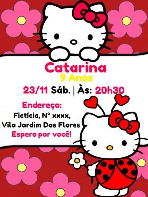Convite de Aniversário Hello Kitty para Editar Online