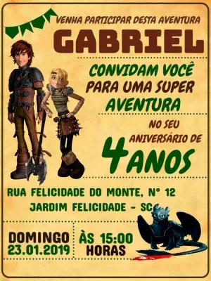 Convite Aniversário Como Treinar Seu Dragão para Editar Online
