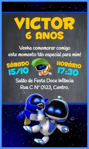 Convite Aniversário Astro Bot para Editar Online