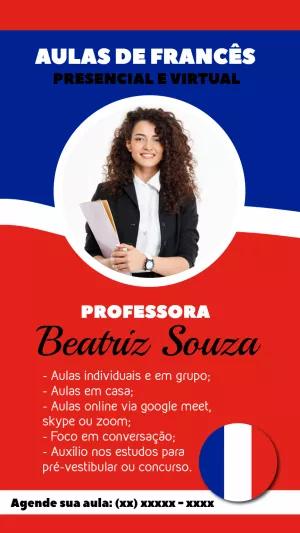 Flyer de Aulas de Francês com Foto para Editar Online