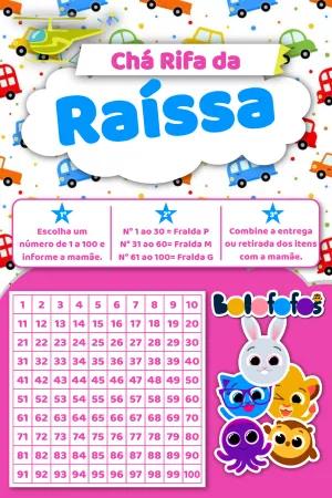 Chá Rifa Bolofofos Menina com Carrinhos para Editar Online