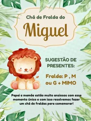 Convite Chá de Fralda Leãozinho Safari para Editar Online