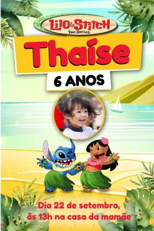 Convite Aniversário Lilo & Stitch com Foto para Editar Online