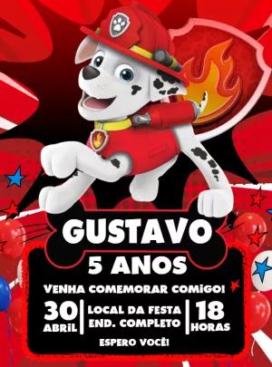 Convite Aniversário Patrulha Canina Marshall para Editar Online