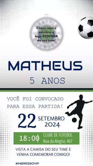 Convite de Aniversário Futebol com Logo do Time para Editar