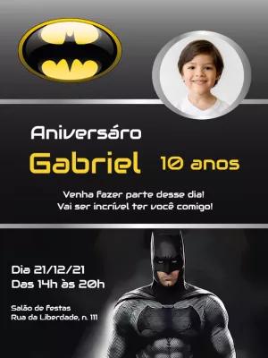 Convite Aniversário Batman com Foto para Editar Online