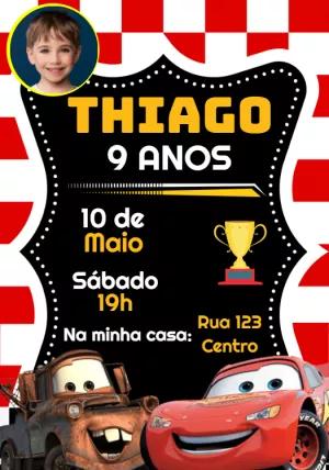 Convite Aniversário Carros com Foto para Editar Online