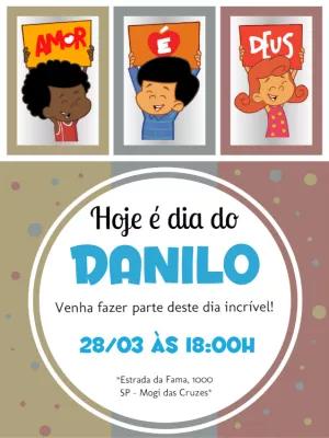Convite de Aniversário Três Palavrinhas para Editar Online