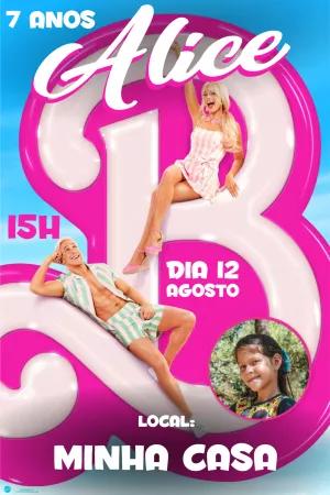 Convite de Aniversário Barbie Filme com Foto para Editar Online