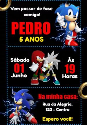 Convite de Aniversário Sonic e Amigos para Editar Online