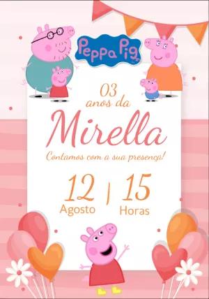 Convite de Aniversário Peppa Pig Editável Online