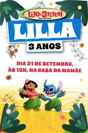 Convite de Aniversário Lilo & Stitch para Editar Online
