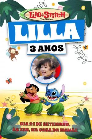 Convite de Aniversário Lilo e Stitch com Foto para Editar Online