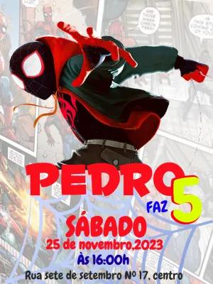 Convite Aniversário Homem Aranha Aranhaverso para Editar Online