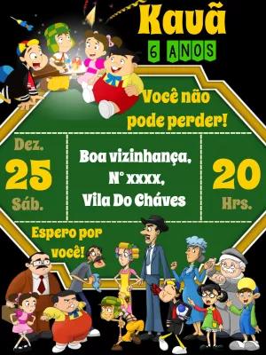 Convite Aniversário Chaves com a Turma para Editar Online